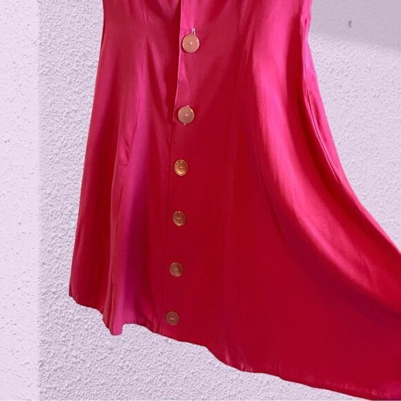 Vintage 90s pink skater dress oversized buttons - Picture 3 of 9